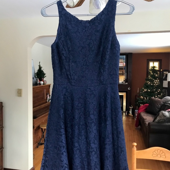 Navy Lace Sleeveless Dress - Picture 1 of 6